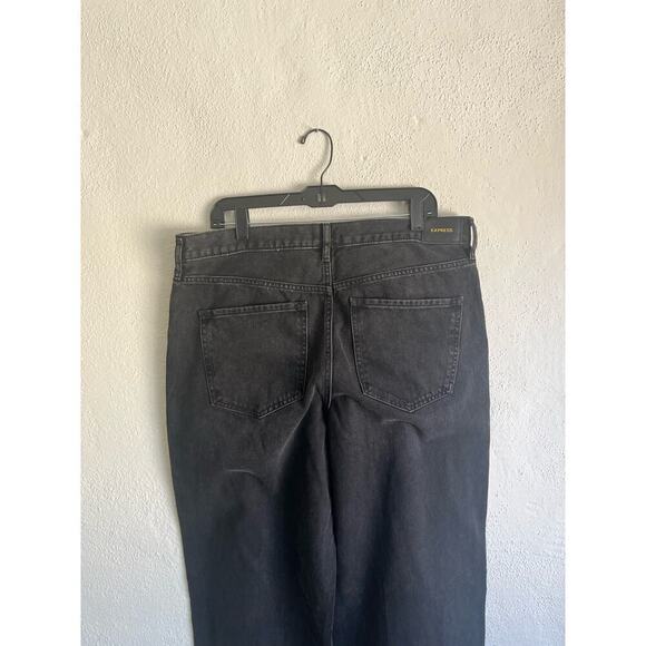 Express Woman Black High Waisted Washed Black Wide Leg Jeans, Size 14R - Picture 9 of 10
